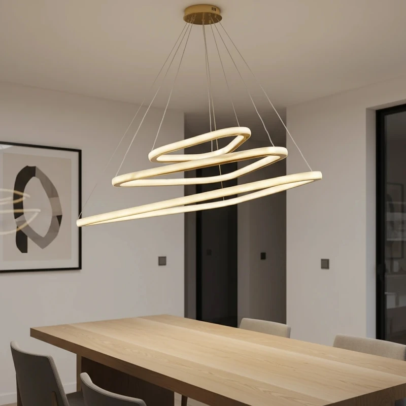 لوستر 2 شعله نور از ما رشکان مدل triangle.SET.40.30.20.H