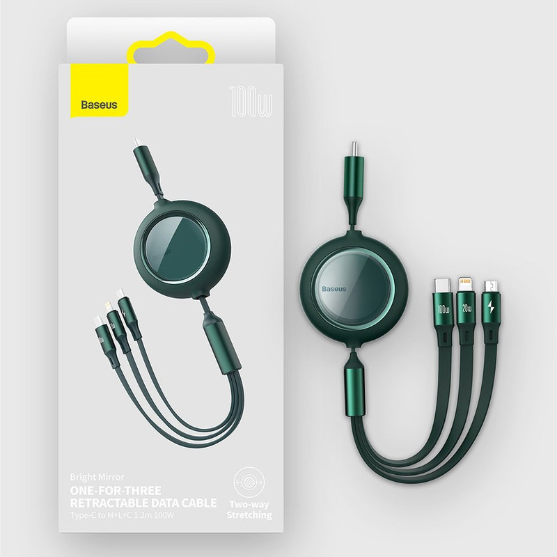 شارژر بیسوس مدل Bright Mirror One-for-three Retractable Data Cable Type-C to M+L+C 100W 3 در وبزینر شارژر بیسوس مدل Bright Mirror One-for-three Retractable Data Cable Type-C to M+L+C 100W
