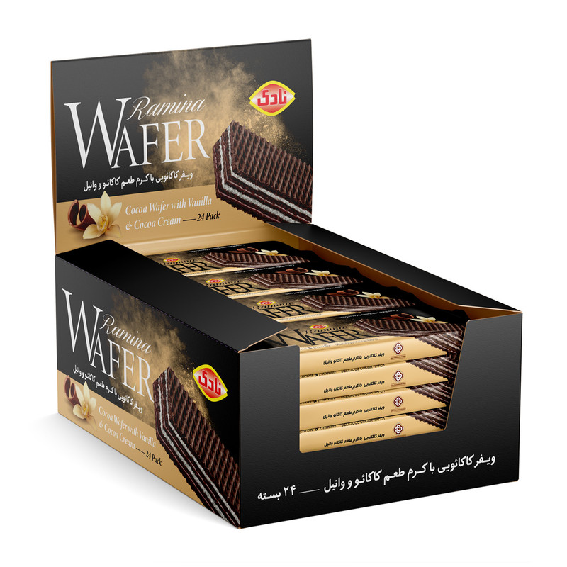 ویفر رامینا نادی با کرم طعم کاکائو و وانیل بسته 24 عددی