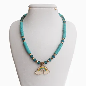 گردنبند دست ساز زنانه مدل ابر و رنگین کمان