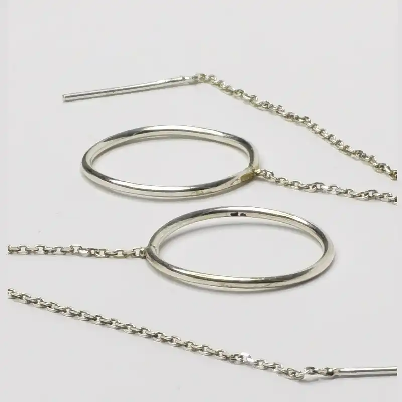 گوشواره نقره زنانه مدل بخیه رینگ کد Go11