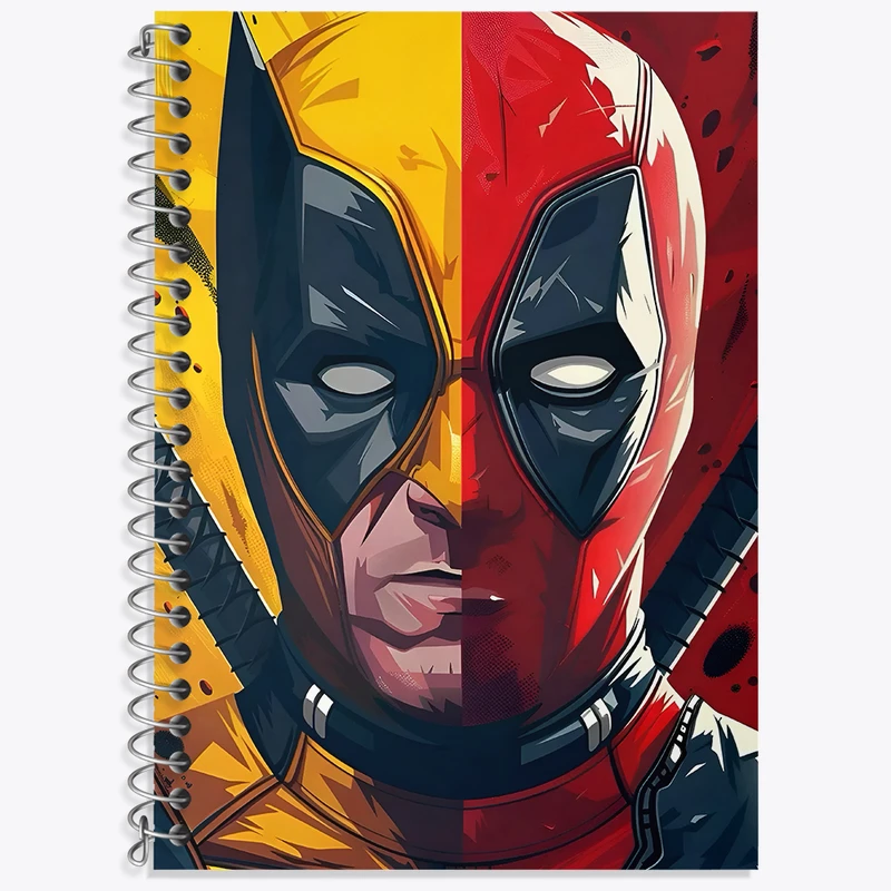 دفتر زبان 50 برگ خندالو مدل سه خط طرح ددپول و ولورین کد N2842