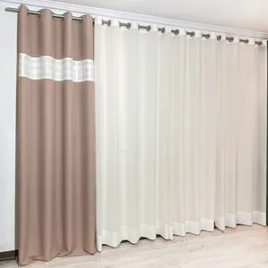 پرده مدل پانچ کتان بوردر سایز 140x280  سانتی متر