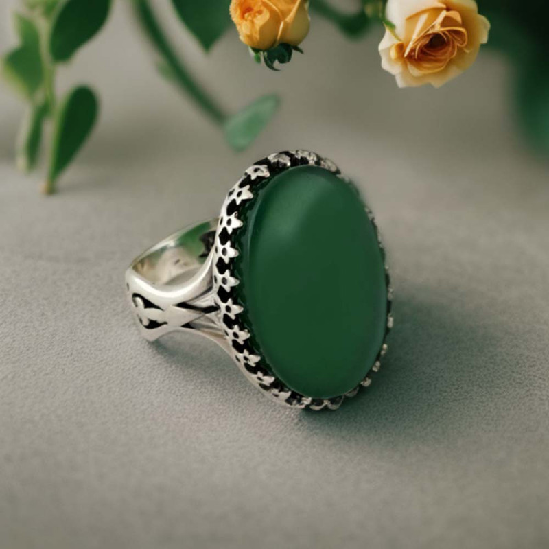 انگشتر نقره مردانه ملک زیور مدل عقیق سر نیزه کد 315