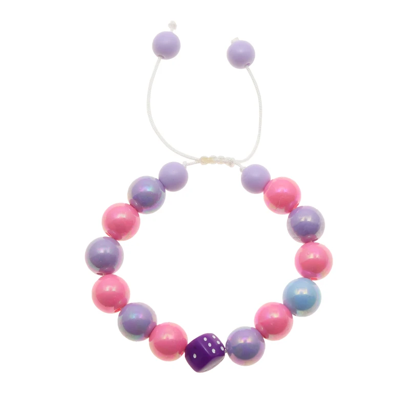 دستبند دخترانه لیمونار گالری مدل تاس و مهره کروم