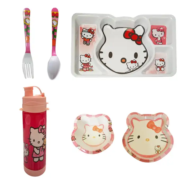 سرویس غذا خوری 6 پارچه کودک طرح کیتی کد Rbay006