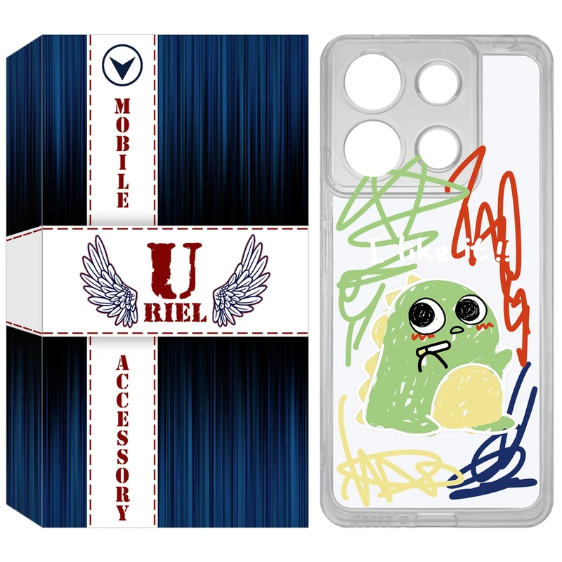 کاور یوریل مدل Clear کد 21 طرح دایناسور نقاش مناسب برای گوشی موبایل شیائومی Redmi Note 13 4G