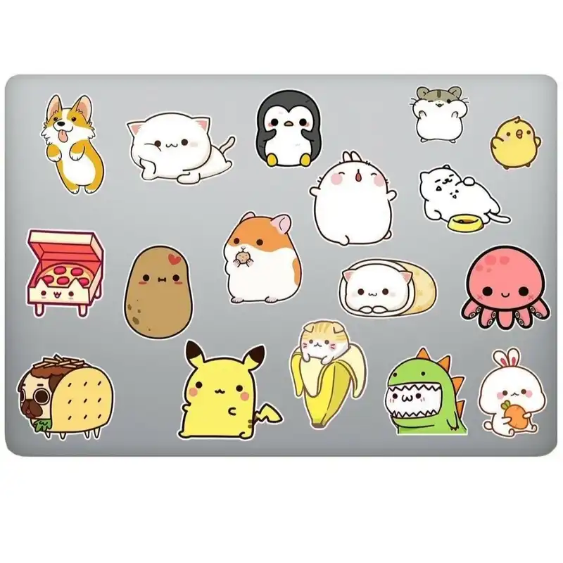 استیکر لب تاپ طرح cutes مجموعه 18 عددی