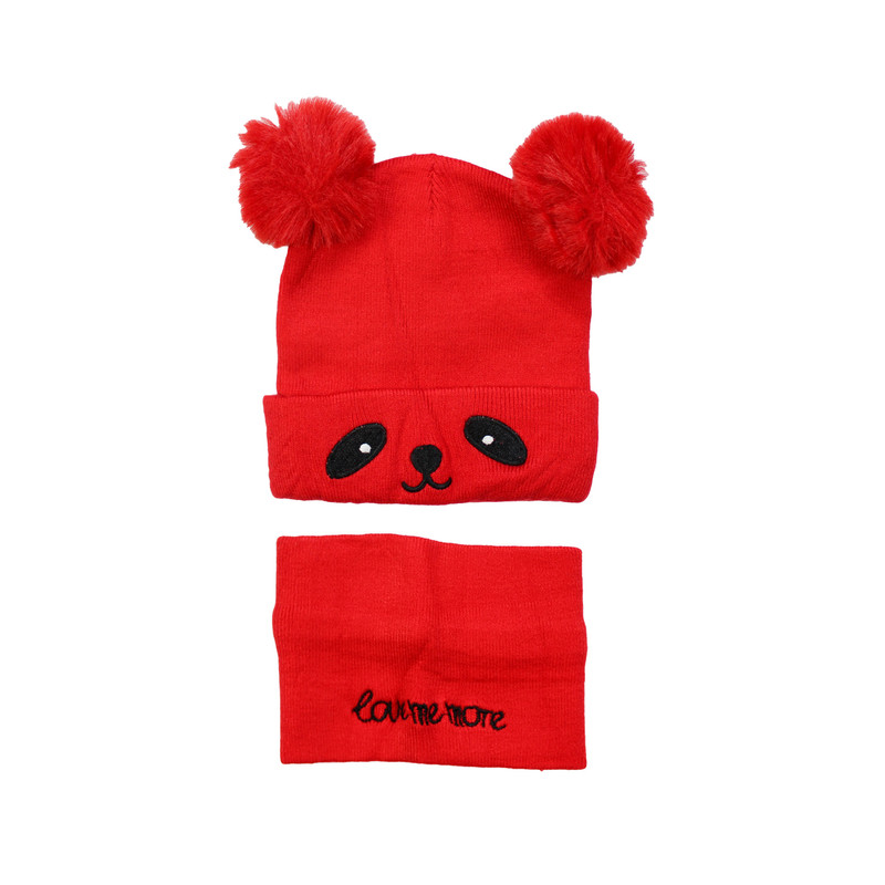ست کلاه و شال گردن بافتنی نوزادی مدل pom bear-R