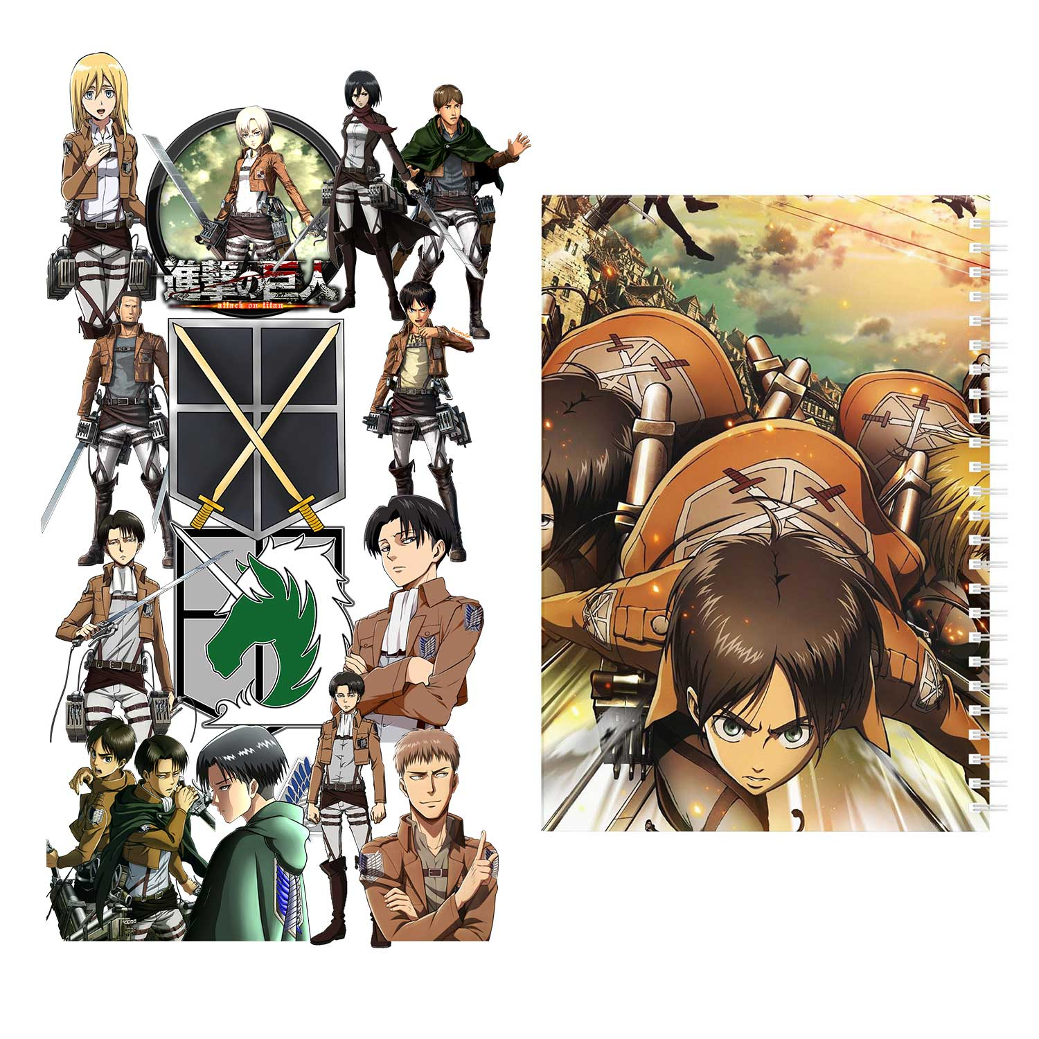 دفتر مشق باژیکان طرح انیمه اتک آن تایتان Attack On Titan کد 20211455 به همراه استیکر لپ تاپ مجموعه 14 عددی