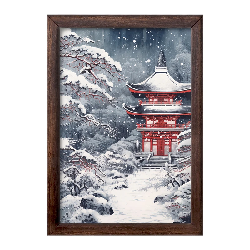تابلو خندالو طرح خانه ی ژاپنی برفی کد F3570