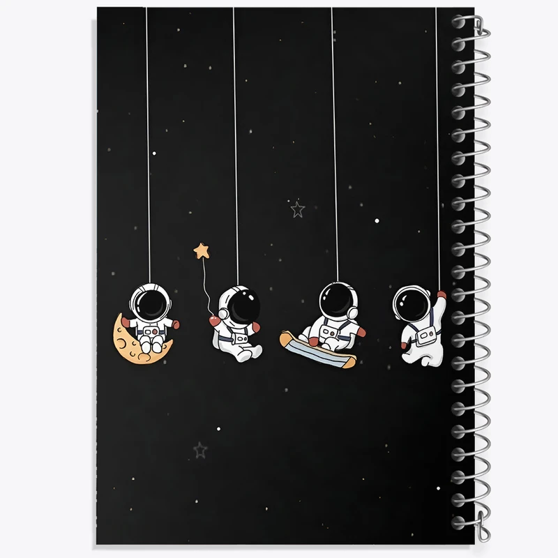 دفتر ژورنال نویسی 50 برگ خندالو مدل نقطه ای طرح فضانورد های بامزه کد F6423