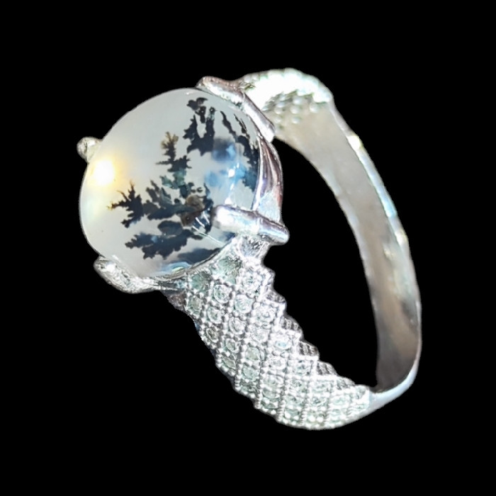 انگشتر نقره زنانه نقره جات بافندگان مدل عقیق شجر کد 106