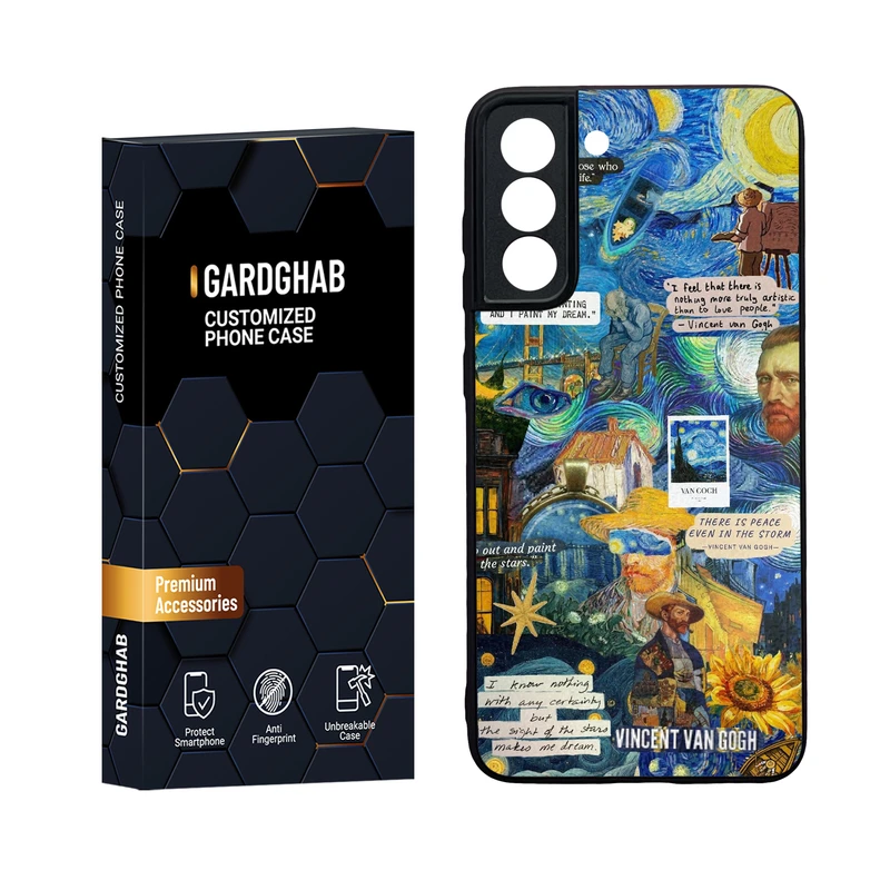 کاور گارد قاب مدل دور ژله ای پشت گلس هنری مناسب برای گوشی موبایل سامسونگ Galaxy S21 FE