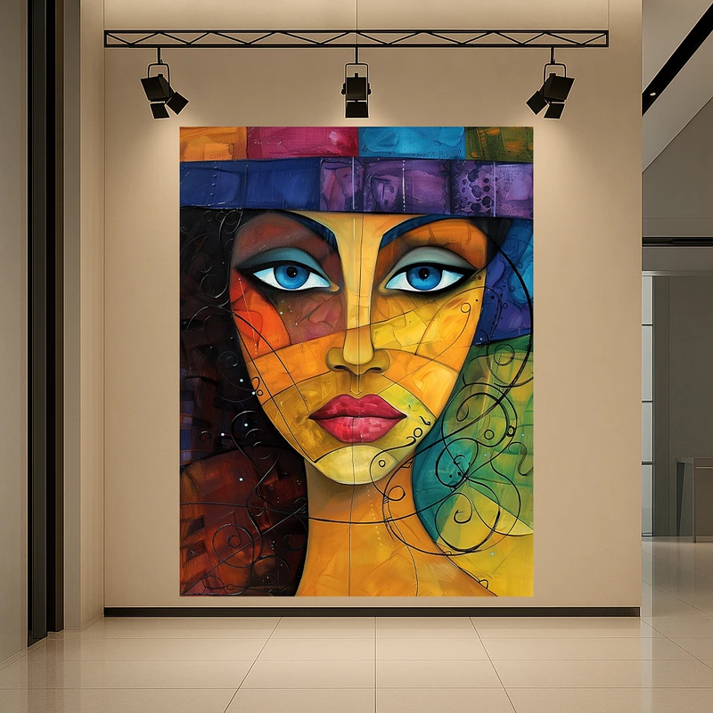 تابلو بوم طرح مخمل نقاشی چهره مدل کوبیسم کد AR3060196