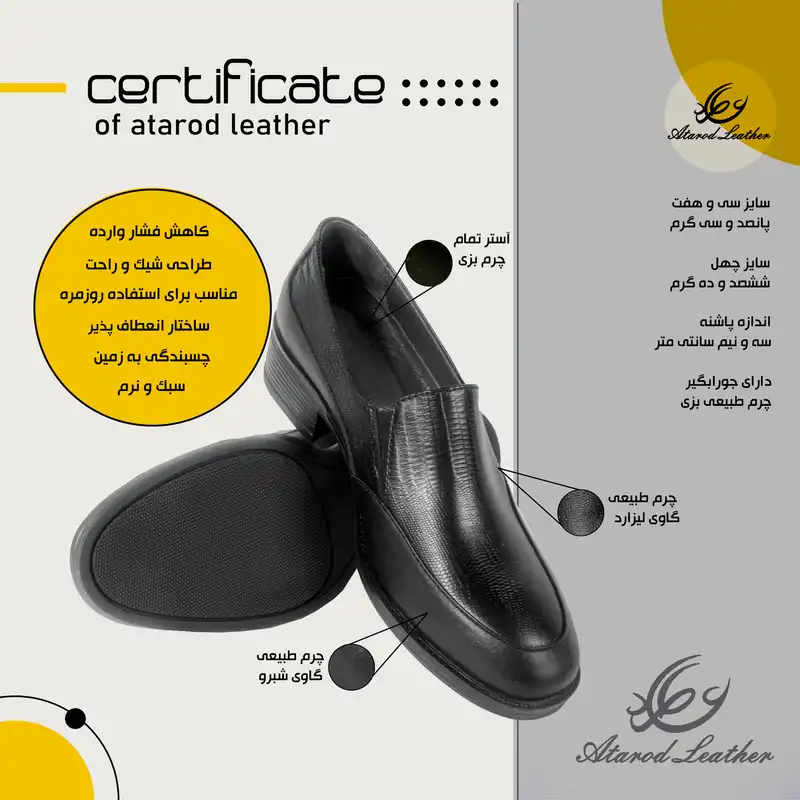 کفش زنانه چرم عطارد مدل چرم طبیعی کد SH198