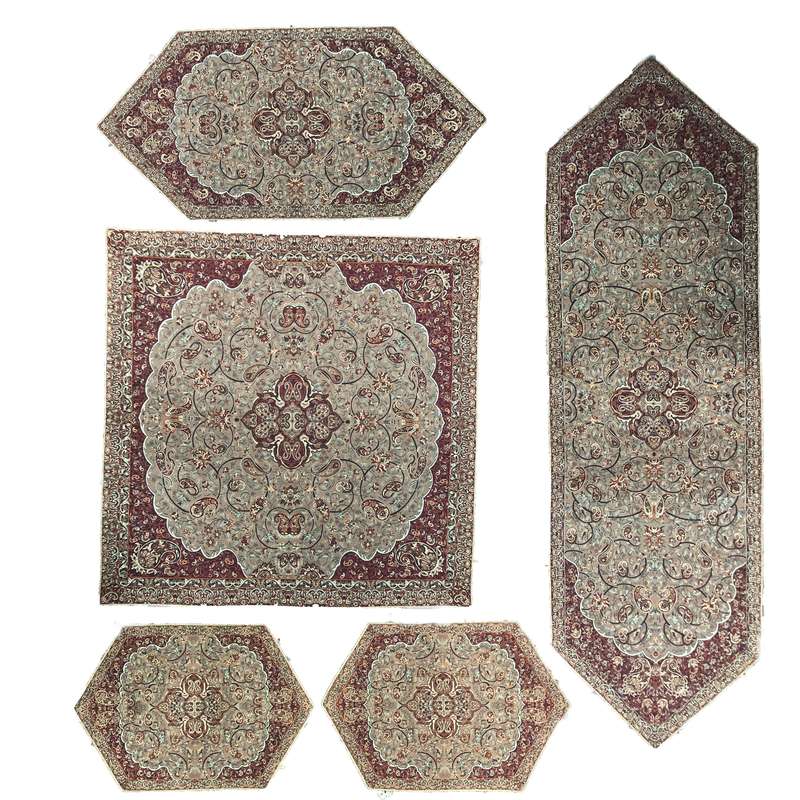 ست 5 تکه رومیزی ترمه طرح شاه عباسی مدلtstsh51