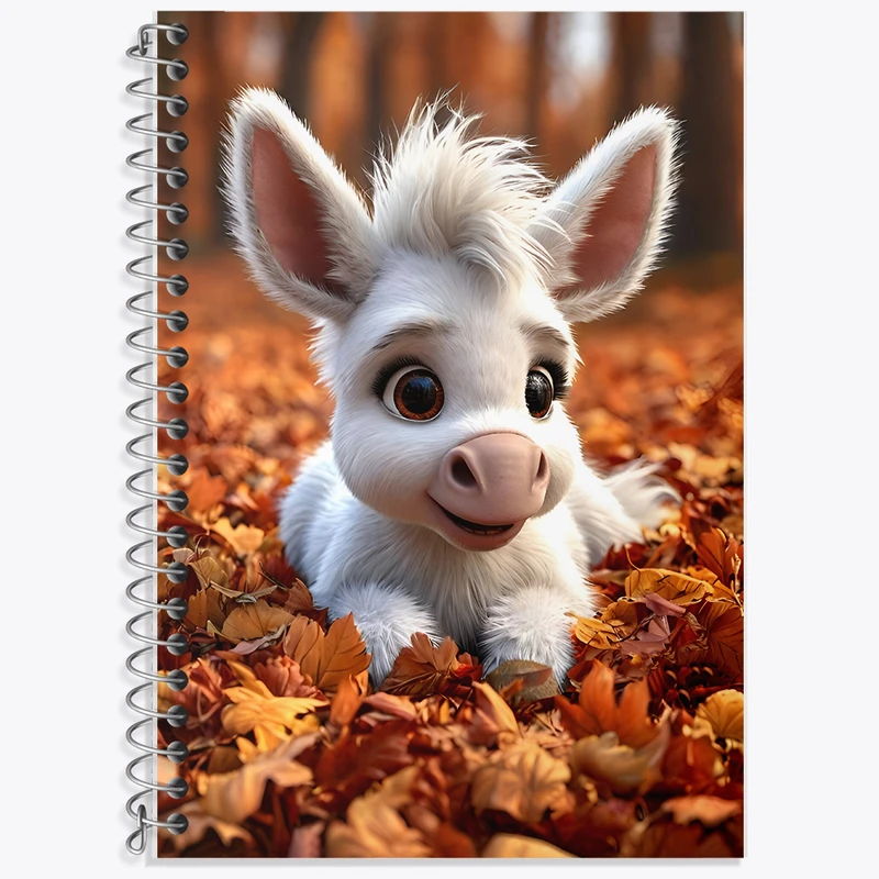 دفتر زبان 50 برگ خندالو مدل دو خط طرح الاغ سفید بامزه کد F7231