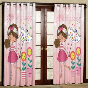 پرده مدل دختر و گل آفتاب گردان مخمل پانچی کد 1115 سایز 140x280 سانتی متر
