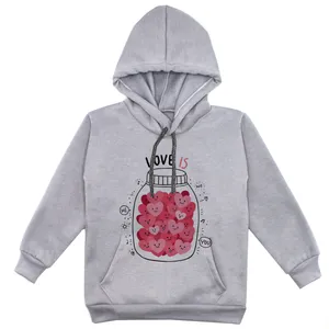 هودی دخترانه مدل بطری قلب F115 رنگ طوسی