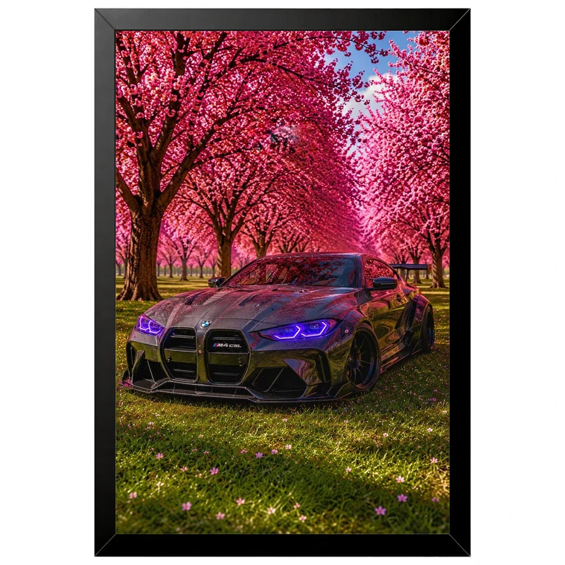 تابلو بکلیت طرح ماشین و خودرو بی ام و BMW M4 مدل B-pe130234 فریم مشکی