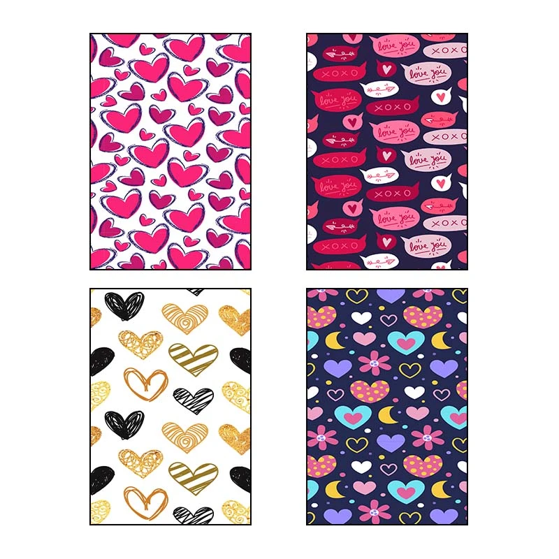 تابلو شاسي کارنيکا طرح پترن عشق Love Pattern کد 91312 مجموعه 4 عددی