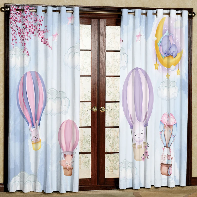 پرده مدل مخمل پانچی طرح کودک کد 2547T2 سایز 200x140 سانتی متر