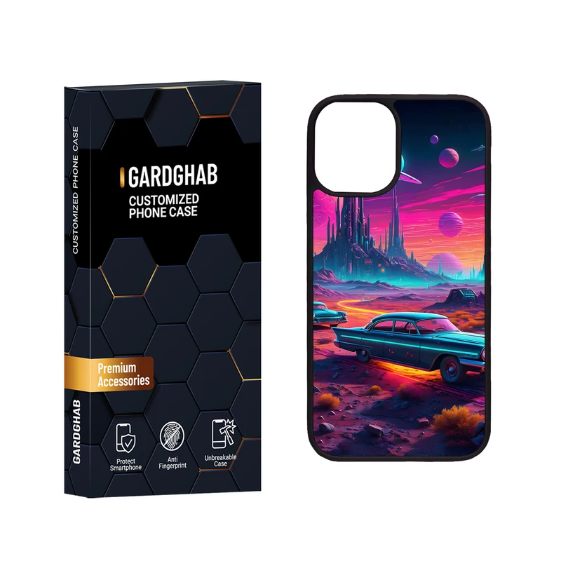 کاور گارد قاب مدل دور ژله ای پشت گلس هنری مناسب برای گوشی موبایل اپل iPhone 12 Mini