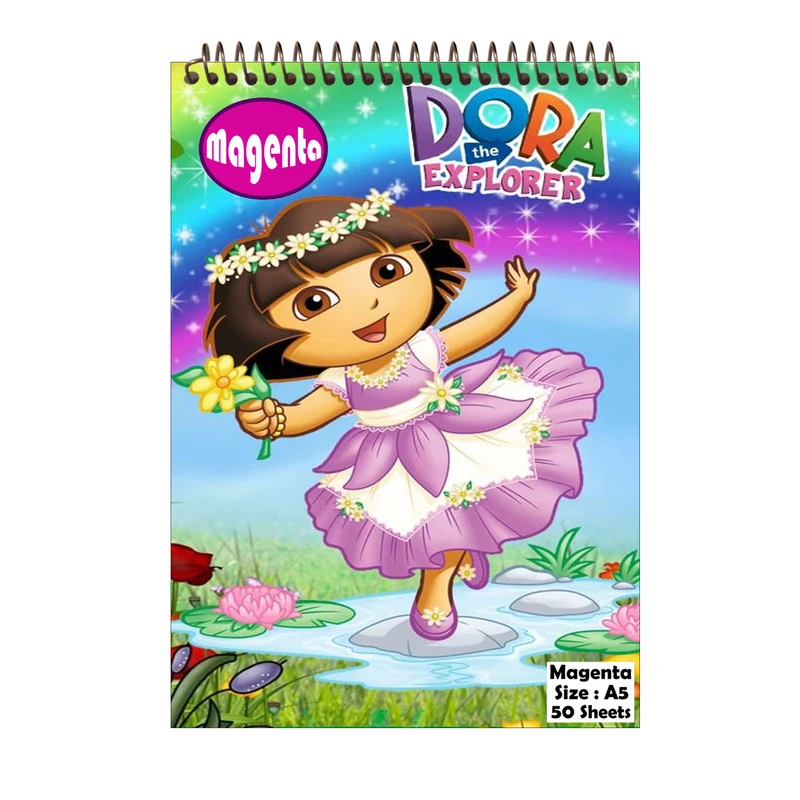 دفتر نقاشی 50 برگ مجنتا طرح دورا کد 0056
