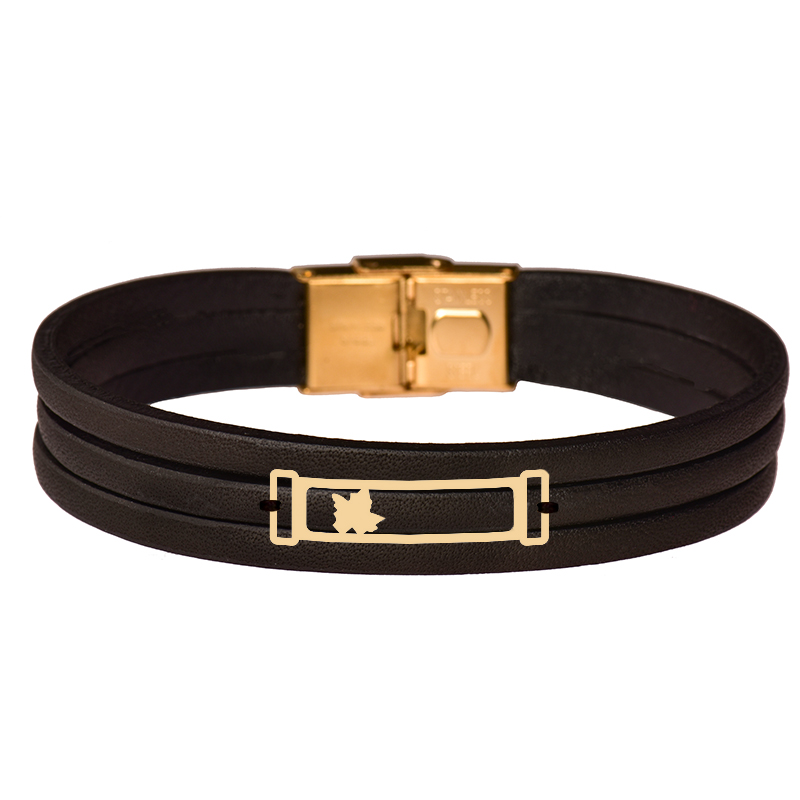  دستبند طلا 18 عیار مردانه کرابو طرح برگ مدل Kr102317