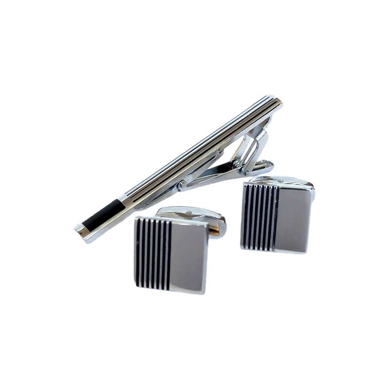 ست دکمه سردست و گیره کراوات مردانه مدل 577