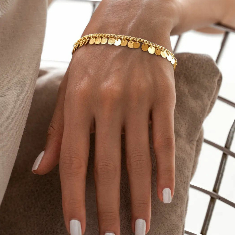 دستبند طلا 18 عیار زنانه گالری رحمانی مدل پولکی کد crt2 دستبند طلا 18 عیار زنانه گالری رحمانی مدل پولکی کد crt2