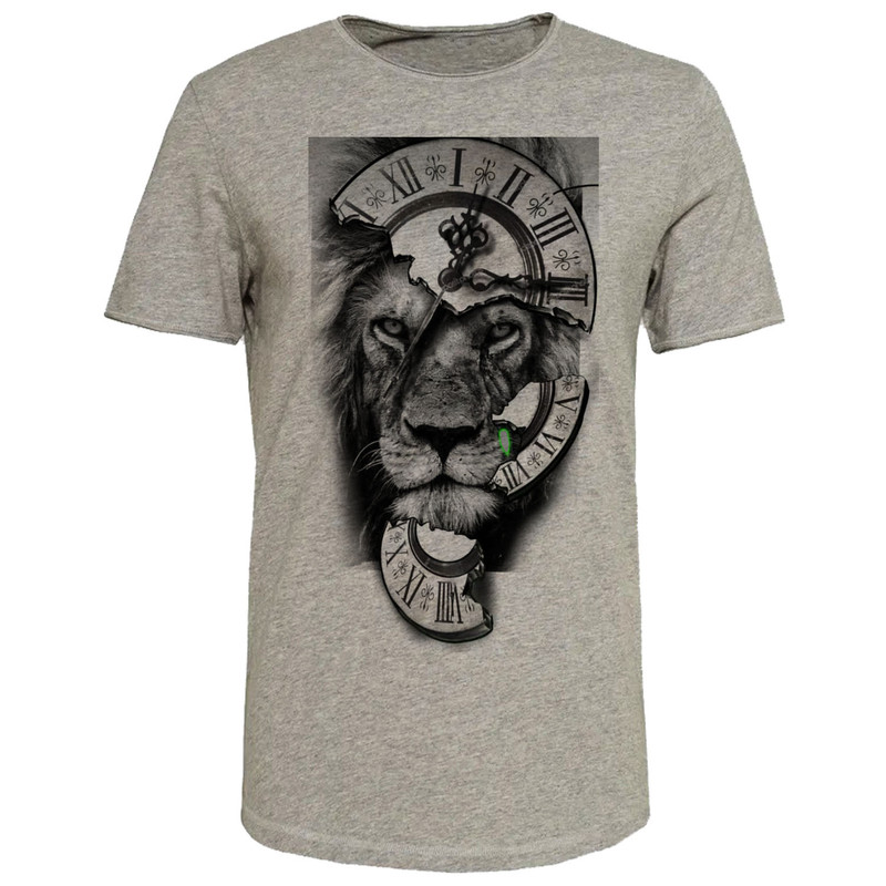 تیشرت آستین کوتاه مردانه مدل lion کد B182 رنگ طوسی