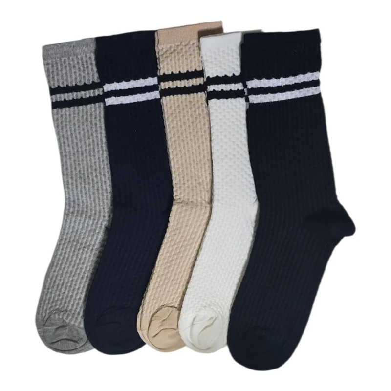 جوراب ساق بلند زنانه مدل 3 بعدی بسته 5 عددی