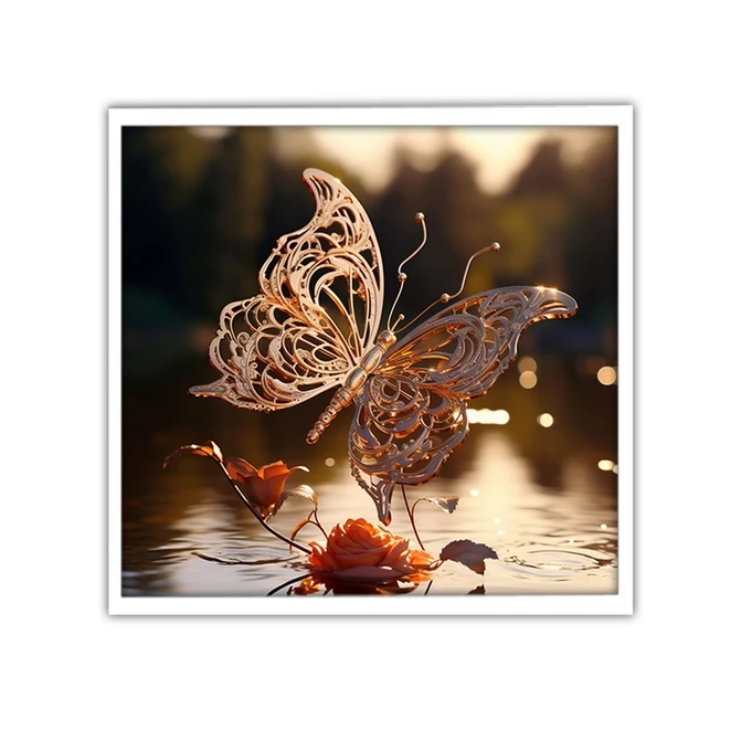 تابلو نوری بکلیت طرح مدرن پروانه طلایی مدل W-MID-18936