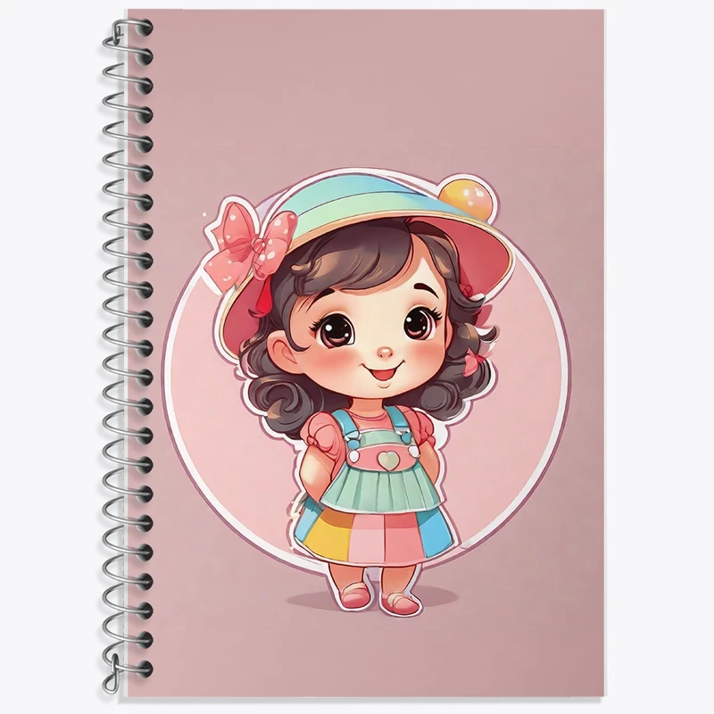 دفتر زبان 50 برگ خندالو مدل دو خط طرح دخترانه کد F2147