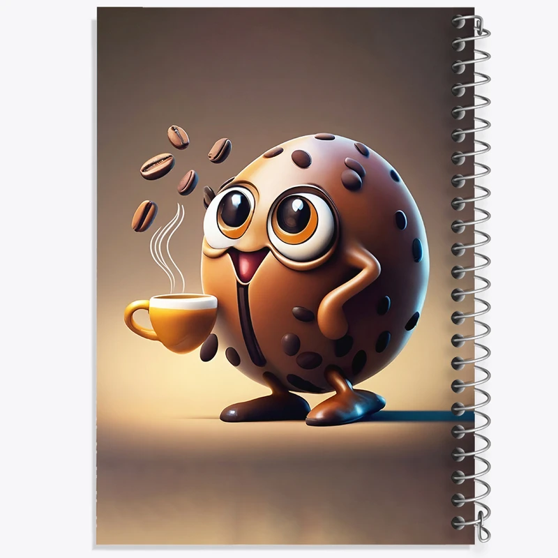 دفتر ژورنال نویسی 50 برگ خندالو مدل نقطه ای طرح دانه ی کیوت قهوه کد F5923