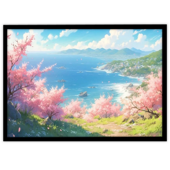 تابلو نوری بکلیت طرح نقاشی منظره طبیعت و دریا مدل B-MID-17572