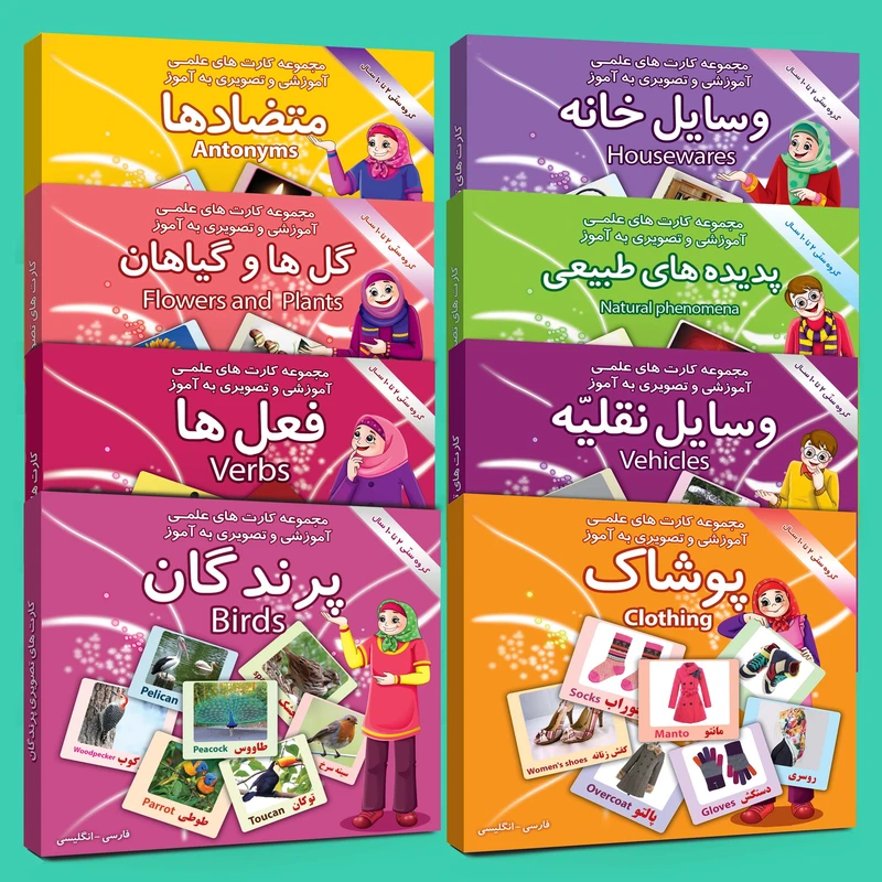 فلش کارت های علمی آموزشی و تصویری 2 تا10 سال انتشارات امین آذر مجموعه 8 عددی