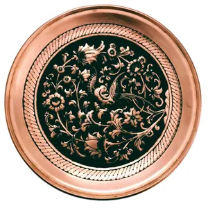 سینی قلمزنی طرح گل و مرغ