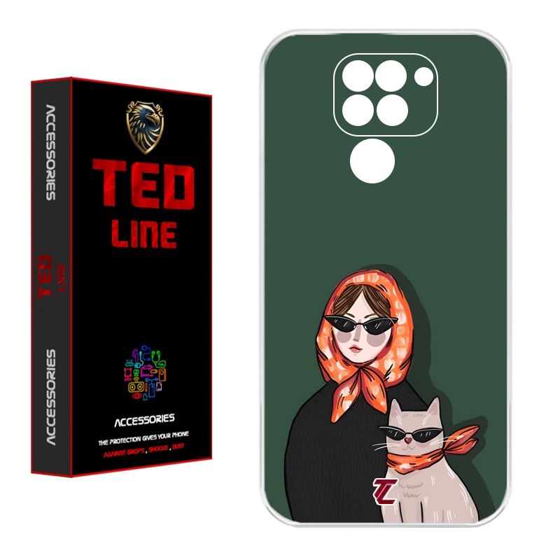کاور تدلاین طرح دختر و گربه کد 1143 مناسب برای گوشی موبایل شیائومی Redmi Note 9