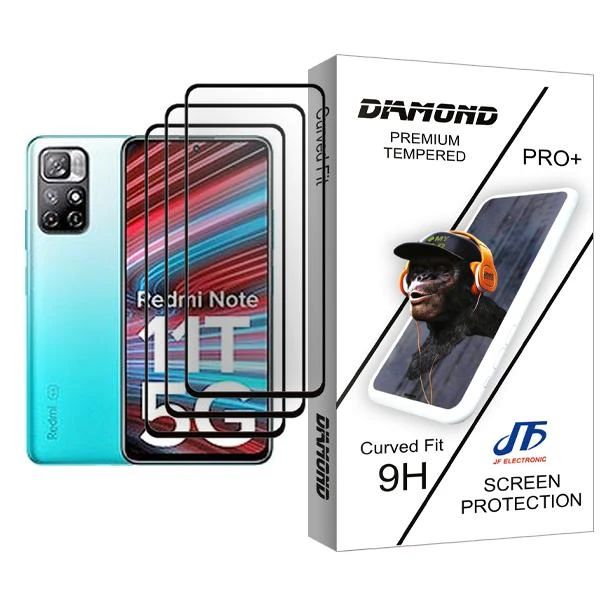 محافظ صفحه نمایش جی اف مدل Diamond Glass MIX003 مناسب برای گوشی موبایل شیائومی Redmi Note 11T 5G بسته سه عددی