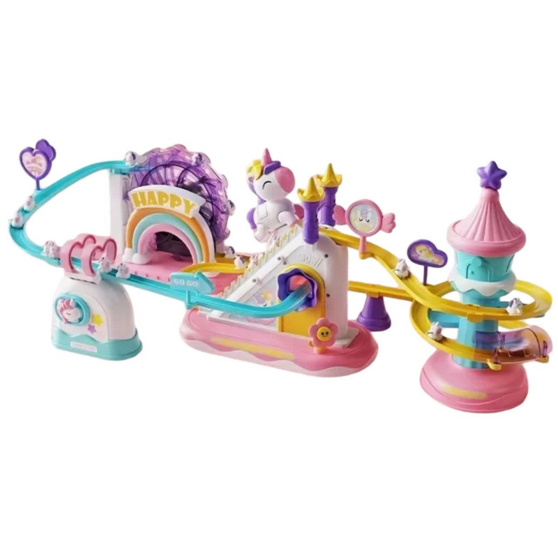 اسباب بازی ناب سل مدل ترن و پله و سرسره اسب تک شاخ موزیکال