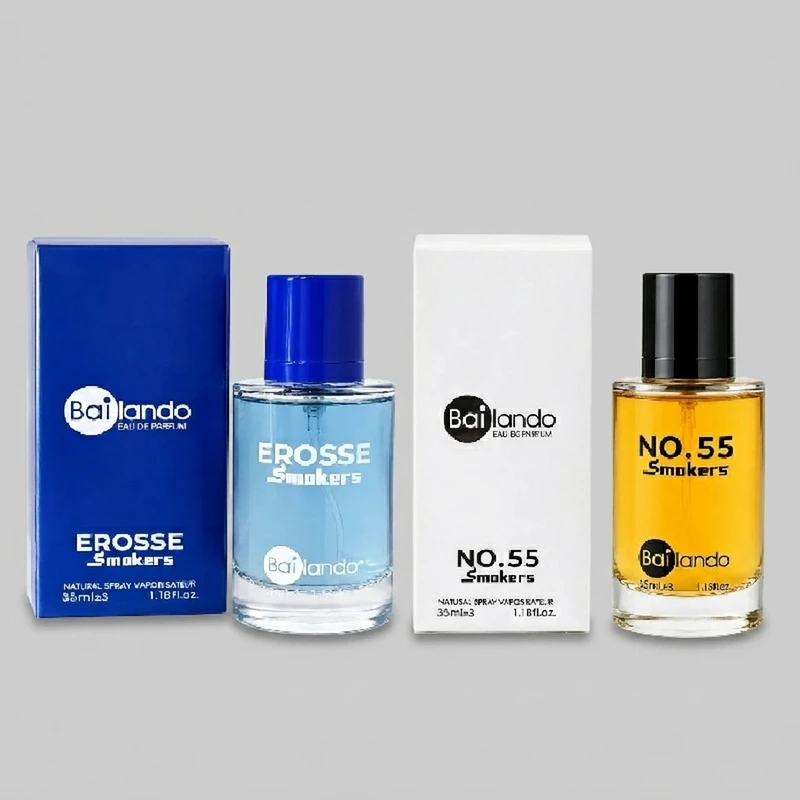 عطر جیبی زنانه بایلندو مدل اسموکرز55 با رایحه گرم و شیرین حجم 35 میلی لیتر به همراه عطر جیبی مردانه بایلندو مدل اروس اسموکرز با رایحه شیرین و ملایم حجم 35 میلی لیتر