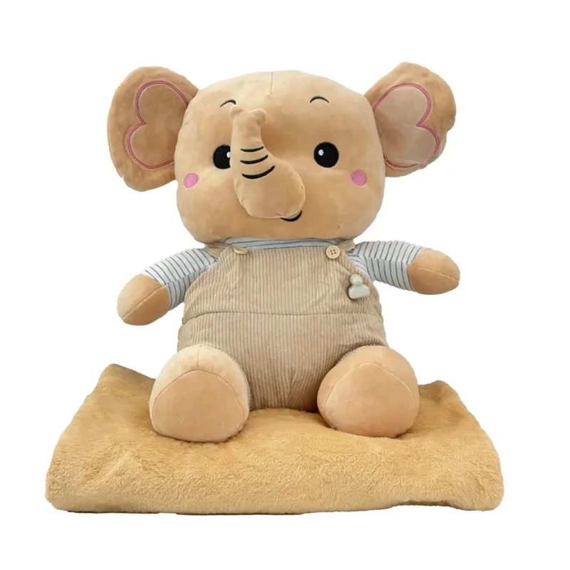 عروسک مدل فیل طرح لباس کبریتی کد A01 ارتفاع ۴۰ سانتی متر به همراه پتو