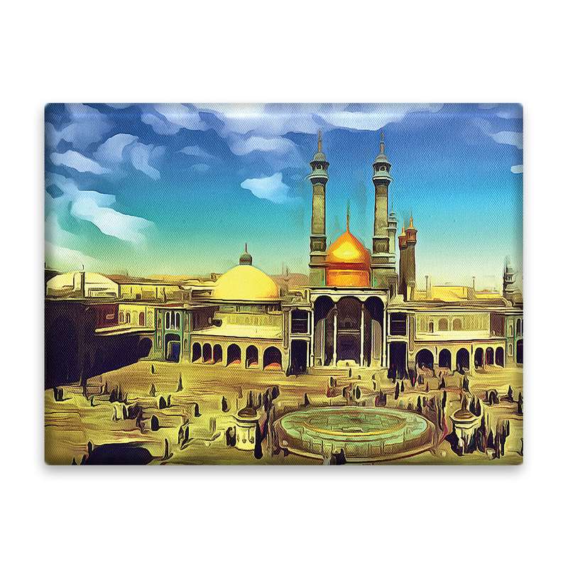 کاشی اطلس آبی طرح حرم حضرت فاطمه معصومه قم مدل T4820
