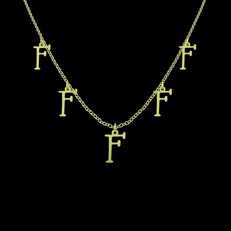 گردنبند طلا 18 عیار زنانه مدوپد مدل حرف F کد RNA16970