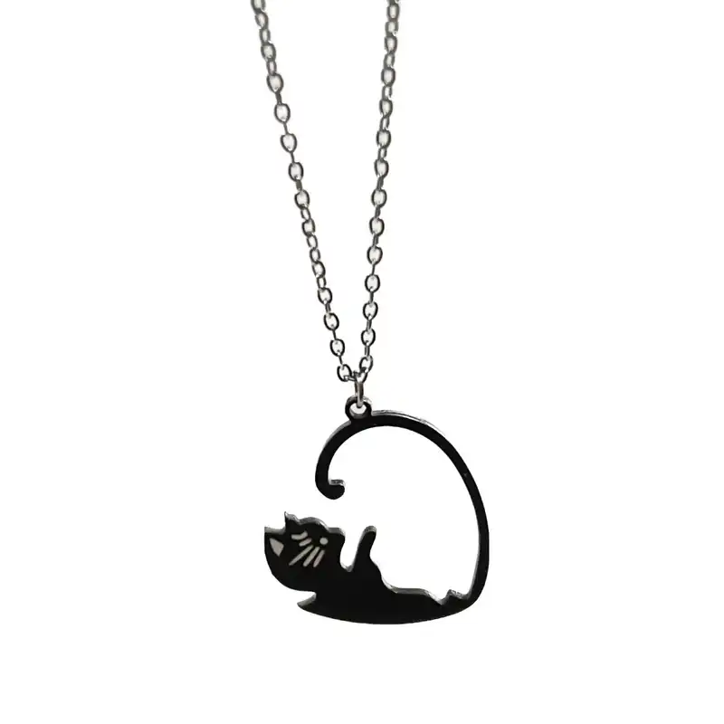 گردنبند زنانه مدل گربه قلبی بسته 2 عددی