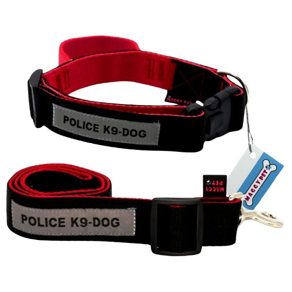 ست بند و قلاده گردنی سگ مگی پت مدل پلیس  Xlarge-Police05
