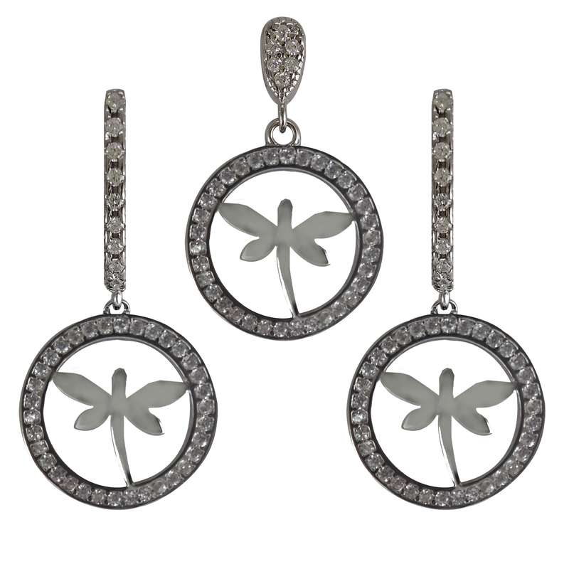 نیم ست نقره زنانه ملک زیور مدل سنجاقک دایره کد 621 نیم ست نقره زنانه ملک زیور مدل سنجاقک دایره کد 621